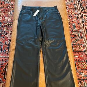 J. Crew  Black Faux Leather Trousers Slim Wide-leg